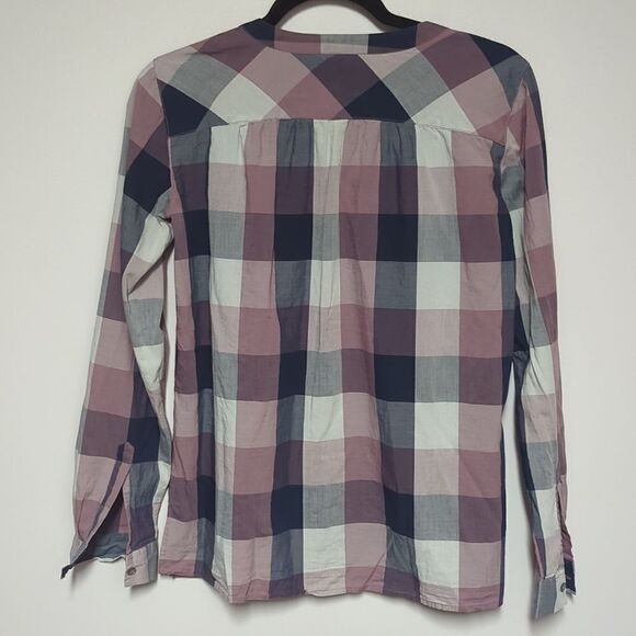 LOFT Purple Plaid Long Sleeve Blouse - Picture 3 of 6